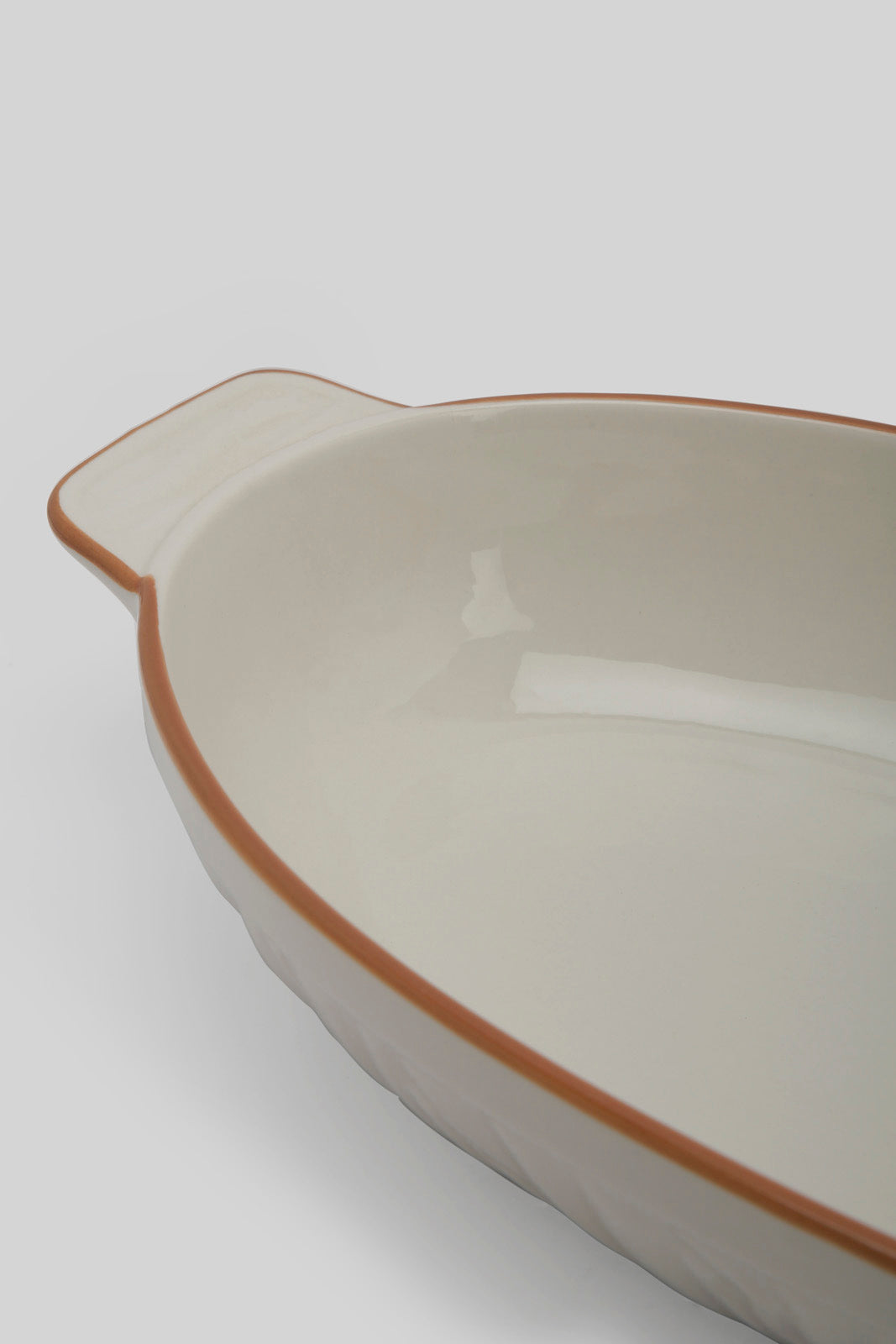 Redtag-White-Porcelain-Embossed-Oval-Dish-With-Copper-Border-Category:Servewares,-Colour:White,-Deals:New-In,-Filter:Home-Dining,-HMW-DIN-Serveware,-New-In-HMW-DIN,-Non-Sale,-Section:Homewares,-W22B-Home-Dining-