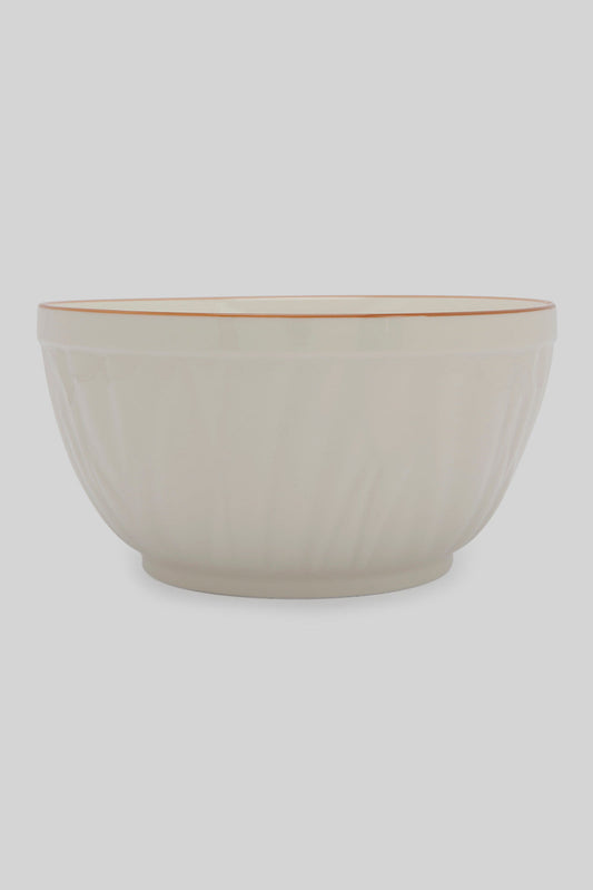 Redtag-White-Porcelain-Embossed-Round-Bowl-With-Copper-Border-Category:Bowls,-Colour:White,-Deals:New-In,-Filter:Home-Dining,-HMW-DIN-Serveware,-New-In-HMW-DIN,-Non-Sale,-Section:Homewares,-W22B-Home-Dining-