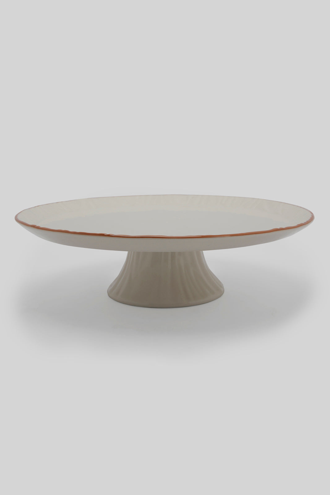 Redtag-White-Porcelain-Embossed-Cake-Plate-With-Copper-Border-Category:Servewares,-Colour:White,-Deals:New-In,-Filter:Home-Dining,-HMW-DIN-Serveware,-New-In-HMW-DIN,-Non-Sale,-Section:Homewares,-W22B-Home-Dining-