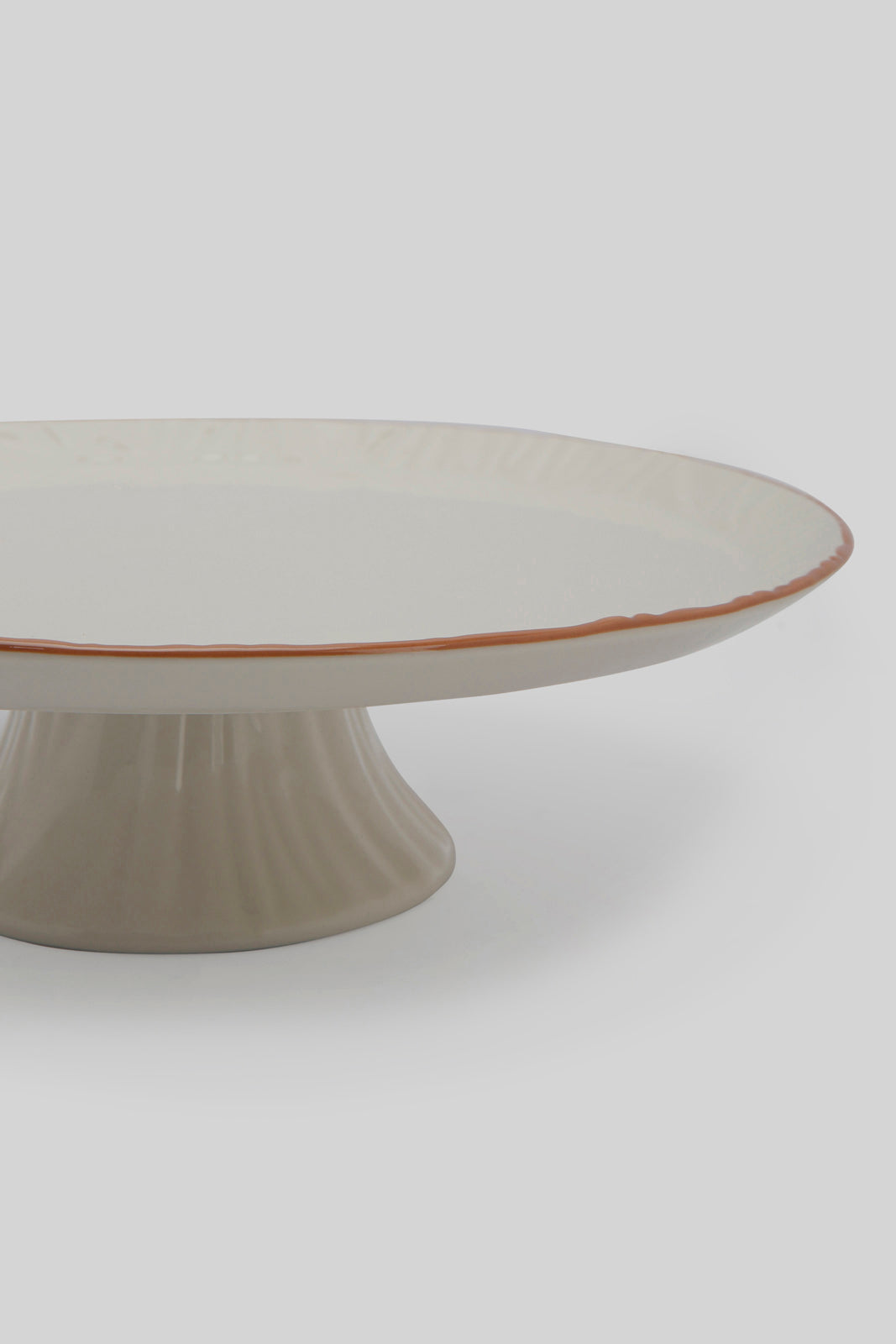 Redtag-White-Porcelain-Embossed-Cake-Plate-With-Copper-Border-Category:Servewares,-Colour:White,-Deals:New-In,-Filter:Home-Dining,-HMW-DIN-Serveware,-New-In-HMW-DIN,-Non-Sale,-Section:Homewares,-W22B-Home-Dining-
