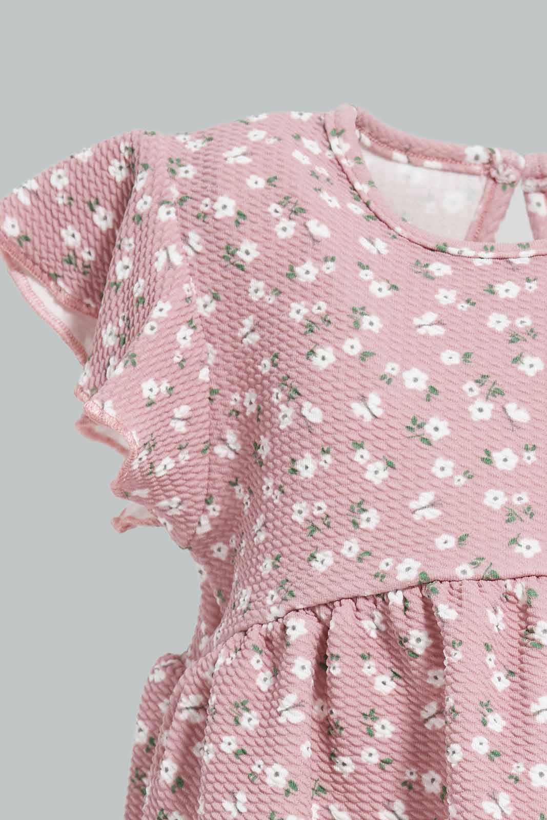 Redtag-Pink-Floral-AOP-Dress-Category:Dresses,-Colour:Apricot,-Deals:New-In,-Dept:Girls,-Filter:Infant-Girls-(3-to-24-Mths),-ING-Dresses,-New-In-ING-APL,-Non-Sale,-Section:Girls-(0-to-14Yrs),-W22A-Infant-Girls-3 to 24 Months