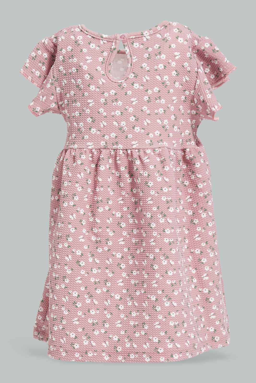 Redtag-Pink-Floral-AOP-Dress-Category:Dresses,-Colour:Apricot,-Deals:New-In,-Dept:Girls,-Filter:Infant-Girls-(3-to-24-Mths),-ING-Dresses,-New-In-ING-APL,-Non-Sale,-Section:Girls-(0-to-14Yrs),-W22A-Infant-Girls-3 to 24 Months