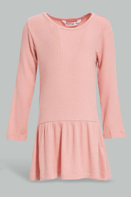 Redtag-Pink-Solid-Rib-Dress-Category:Dresses,-Colour:Apricot,-Deals:New-In,-Filter:Infant-Girls-(3-to-24-Mths),-ING-Dresses,-New-In-ING-APL,-Non-Sale,-Section:Girls-(0-to-14Yrs),-W22A-Infant-Girls-3 to 24 Months