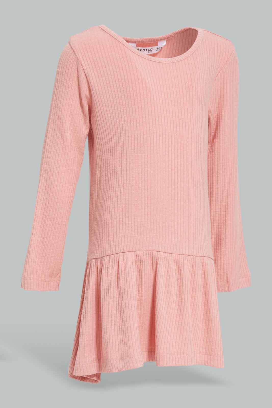 Redtag-Pink-Solid-Rib-Dress-Category:Dresses,-Colour:Apricot,-Deals:New-In,-Filter:Infant-Girls-(3-to-24-Mths),-ING-Dresses,-New-In-ING-APL,-Non-Sale,-Section:Girls-(0-to-14Yrs),-W22A-Infant-Girls-3 to 24 Months