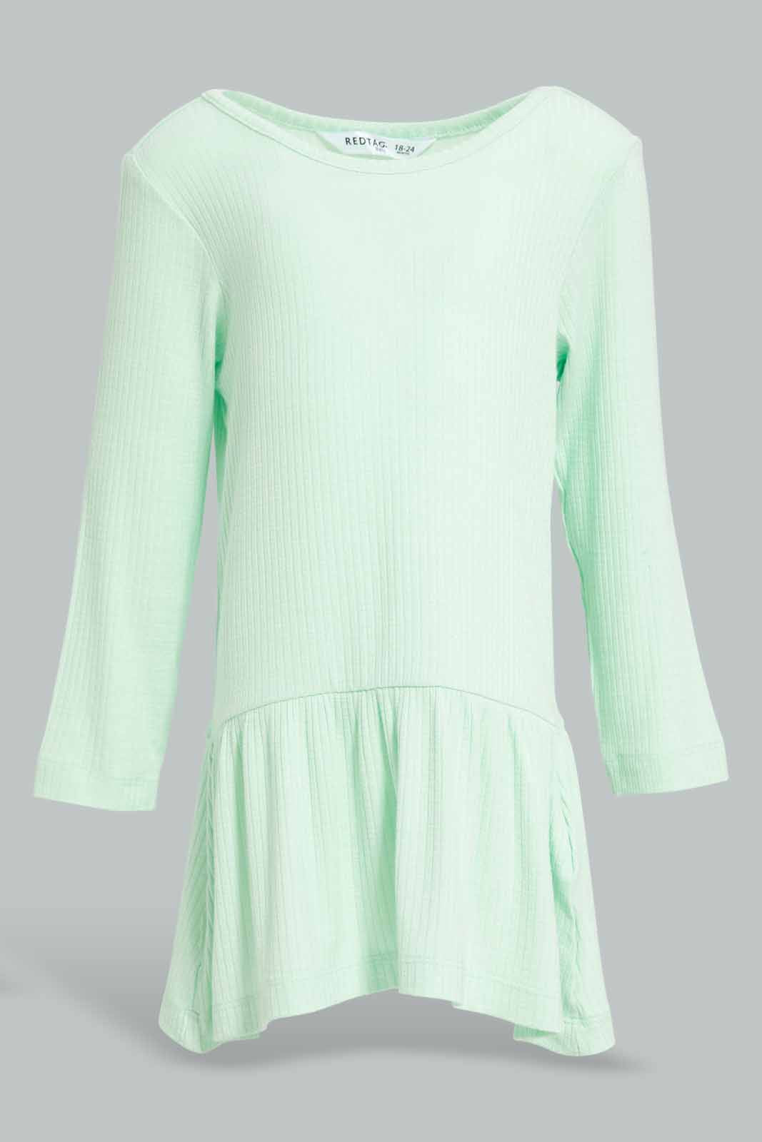 Redtag-Mint-Solid-Rib-Dress-Category:Dresses,-Colour:Mint,-Deals:New-In,-Filter:Infant-Girls-(3-to-24-Mths),-ING-Dresses,-New-In-ING-APL,-Non-Sale,-Section:Girls-(0-to-14Yrs),-W22A-Infant-Girls-3 to 24 Months