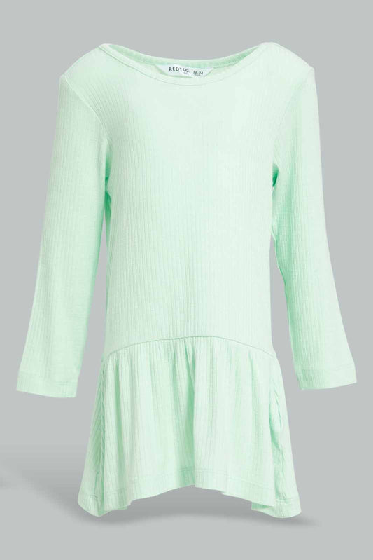 Redtag-Mint-Solid-Rib-Dress-Category:Dresses,-Colour:Mint,-Deals:New-In,-Filter:Infant-Girls-(3-to-24-Mths),-ING-Dresses,-New-In-ING-APL,-Non-Sale,-Section:Girls-(0-to-14Yrs),-W22A-Infant-Girls-3 to 24 Months