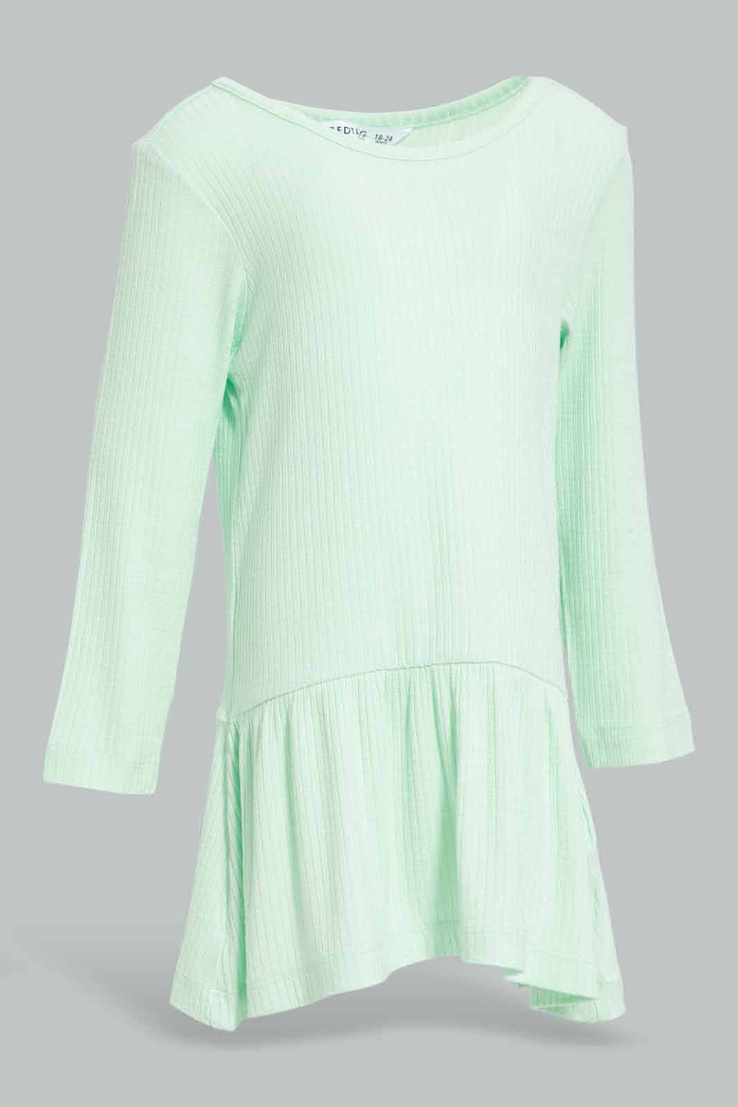 Redtag-Mint-Solid-Rib-Dress-Category:Dresses,-Colour:Mint,-Deals:New-In,-Filter:Infant-Girls-(3-to-24-Mths),-ING-Dresses,-New-In-ING-APL,-Non-Sale,-Section:Girls-(0-to-14Yrs),-W22A-Infant-Girls-3 to 24 Months