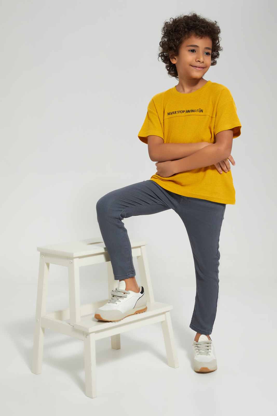 Redtag-Brown-Short-Sleeve-Waffle-Oversize-T-Shirt-BOY-T-Shirts,-Category:T-Shirts,-Colour:Brown,-Deals:New-In,-Filter:Boys-(2-to-8-Yrs),-New-In-BOY-APL,-Non-Sale,-Section:Boys-(0-to-14Yrs),-TBL,-W22A-Boys-2 to 8 Years