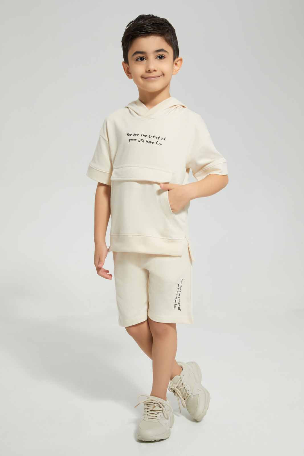 Redtag-Beige-Oversized-Wide-Shoulder-Hooded-Sweatshirt-BOY-Sweatshirts,-Category:Sweatshirts,-Colour:Beige,-Deals:New-In,-Filter:Boys-(2-to-8-Yrs),-New-In-BOY-APL,-Non-Sale,-Section:Boys-(0-to-14Yrs),-W22A-Boys-2 to 8 Years