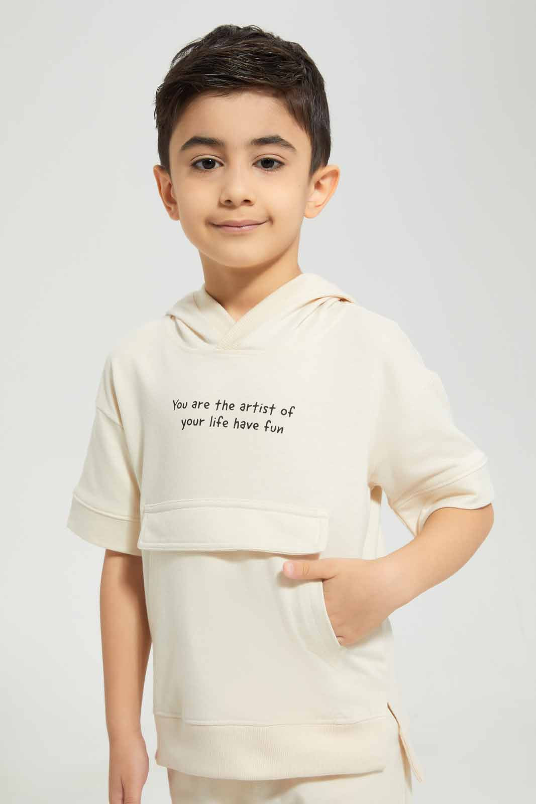 Redtag-Beige-Oversized-Wide-Shoulder-Hooded-Sweatshirt-BOY-Sweatshirts,-Category:Sweatshirts,-Colour:Beige,-Deals:New-In,-Filter:Boys-(2-to-8-Yrs),-New-In-BOY-APL,-Non-Sale,-Section:Boys-(0-to-14Yrs),-W22A-Boys-2 to 8 Years