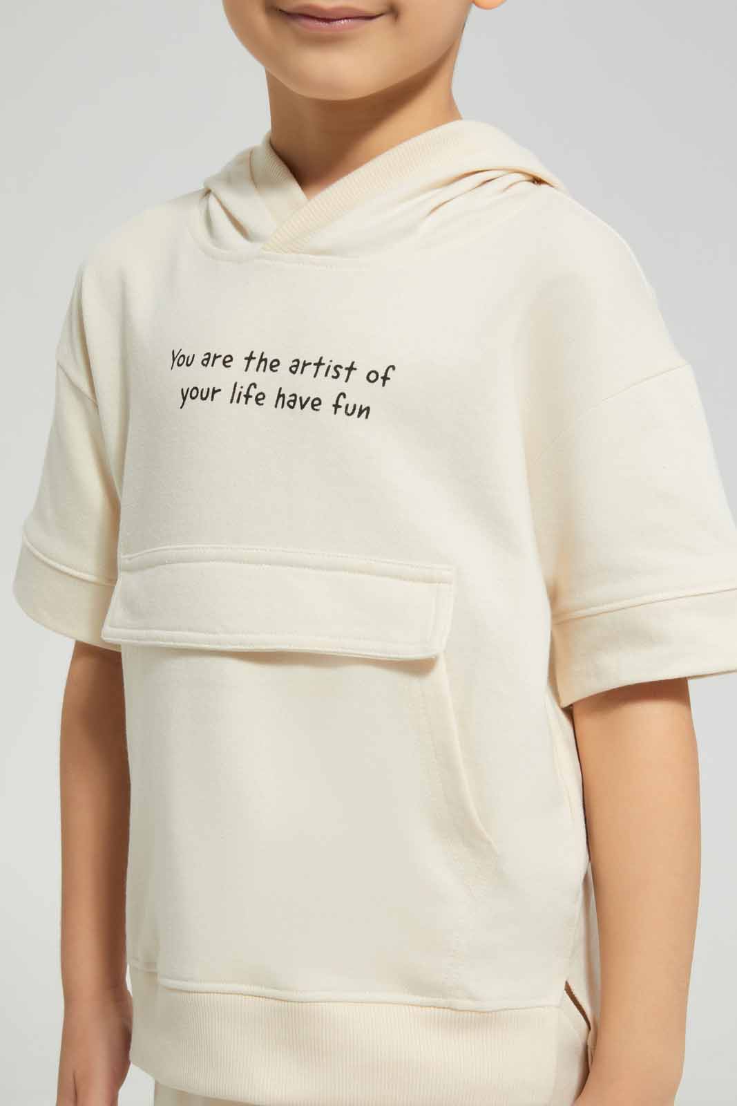 Redtag-Beige-Oversized-Wide-Shoulder-Hooded-Sweatshirt-BOY-Sweatshirts,-Category:Sweatshirts,-Colour:Beige,-Deals:New-In,-Filter:Boys-(2-to-8-Yrs),-New-In-BOY-APL,-Non-Sale,-Section:Boys-(0-to-14Yrs),-W22A-Boys-2 to 8 Years