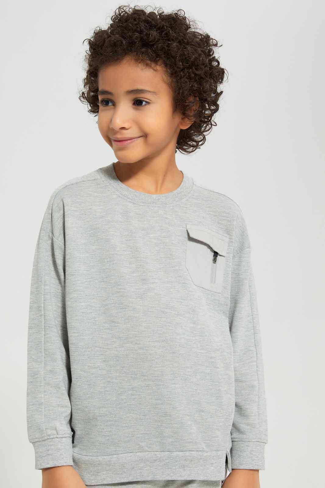 Redtag-Grey-Paneled-Pocket-Oversized-Sweatshirt-BOY-Sweatshirts,-Category:Sweatshirts,-Colour:Grey,-Deals:New-In,-Filter:Boys-(2-to-8-Yrs),-New-In-BOY-APL,-Non-Sale,-Section:Boys-(0-to-14Yrs),-W22A-Boys-2 to 8 Years