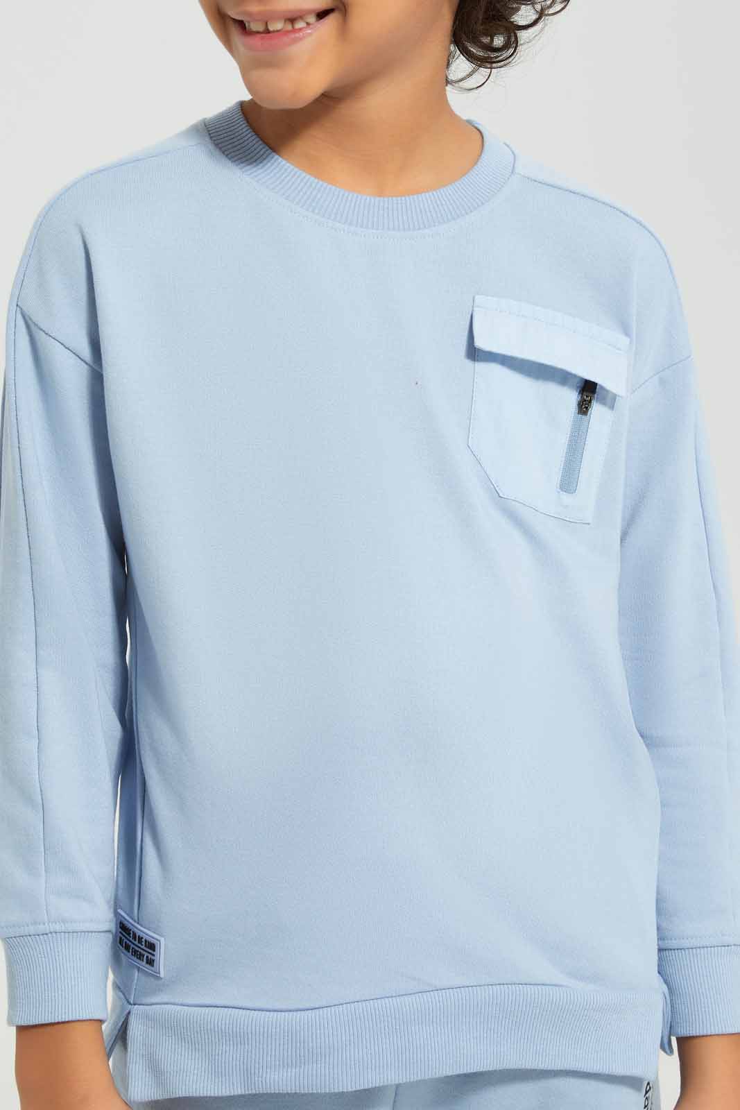 Redtag-Blue-Paneled-Pocket-Oversized-Sweatshirt-BOY-Sweatshirts,-Category:Sweatshirts,-Colour:Blue,-Deals:New-In,-Filter:Boys-(2-to-8-Yrs),-New-In-BOY-APL,-Non-Sale,-Section:Boys-(0-to-14Yrs),-W22A-Boys-2 to 8 Years