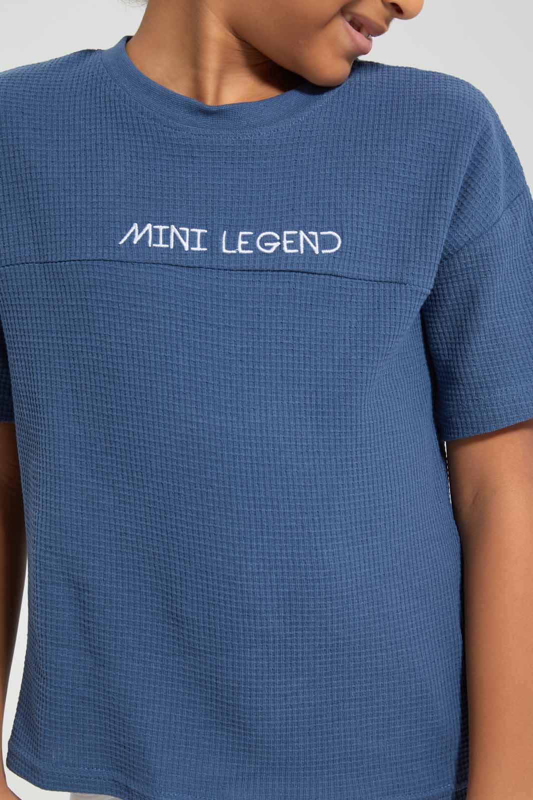 Redtag-Navy-Short-Sleeve-Waffle-Oversize-T-Shirt-BOY-T-Shirts,-Category:T-Shirts,-Colour:Navy,-Deals:4-For-90,-Deals:New-In,-Filter:Boys-(2-to-8-Yrs),-New-In-BOY-APL,-Section:Boys-(0-to-14Yrs),-TBL,-W22A-Boys-2 to 8 Years
