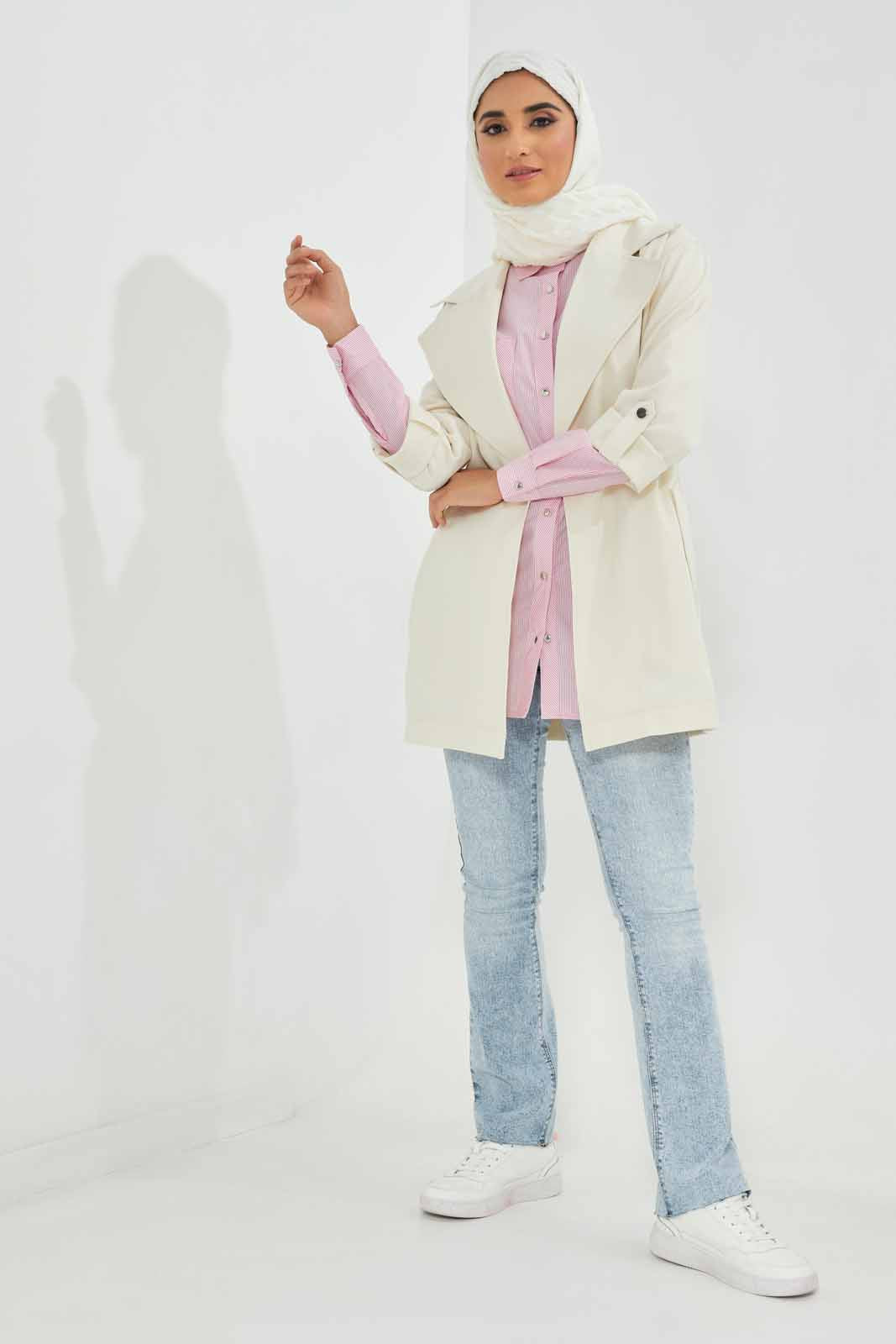 Redtag-Cream-Lapel-Collared-Belted-Jacket-Category:Jackets,-Colour:Cream,-Deals:New-In,-Filter:Women's-Clothing,-LMC,-New-In-Women-APL,-Non-Sale,-Section:Women,-W22A,-Women-Jackets--