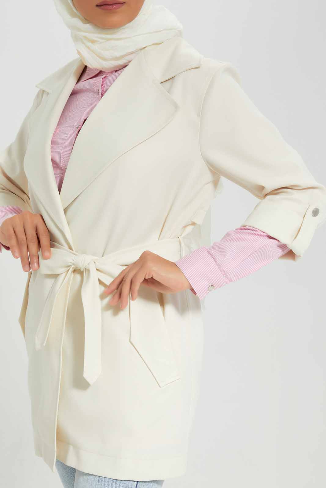 Redtag-Cream-Lapel-Collared-Belted-Jacket-Category:Jackets,-Colour:Cream,-Deals:New-In,-Filter:Women's-Clothing,-LMC,-New-In-Women-APL,-Non-Sale,-Section:Women,-W22A,-Women-Jackets--