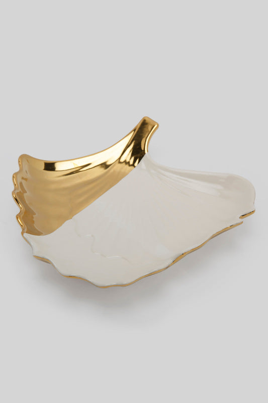 Redtag-White-Ginkgo-Leave-Platter-Category:Giftware,-Colour:Gold,-Deals:New-In,-Filter:Home-Decor,-HMW-HOM-Decorative-Accessories,-New-In-HMW-HOM,-Non-Sale,-Section:Homewares,-W22B-Home-Decor-