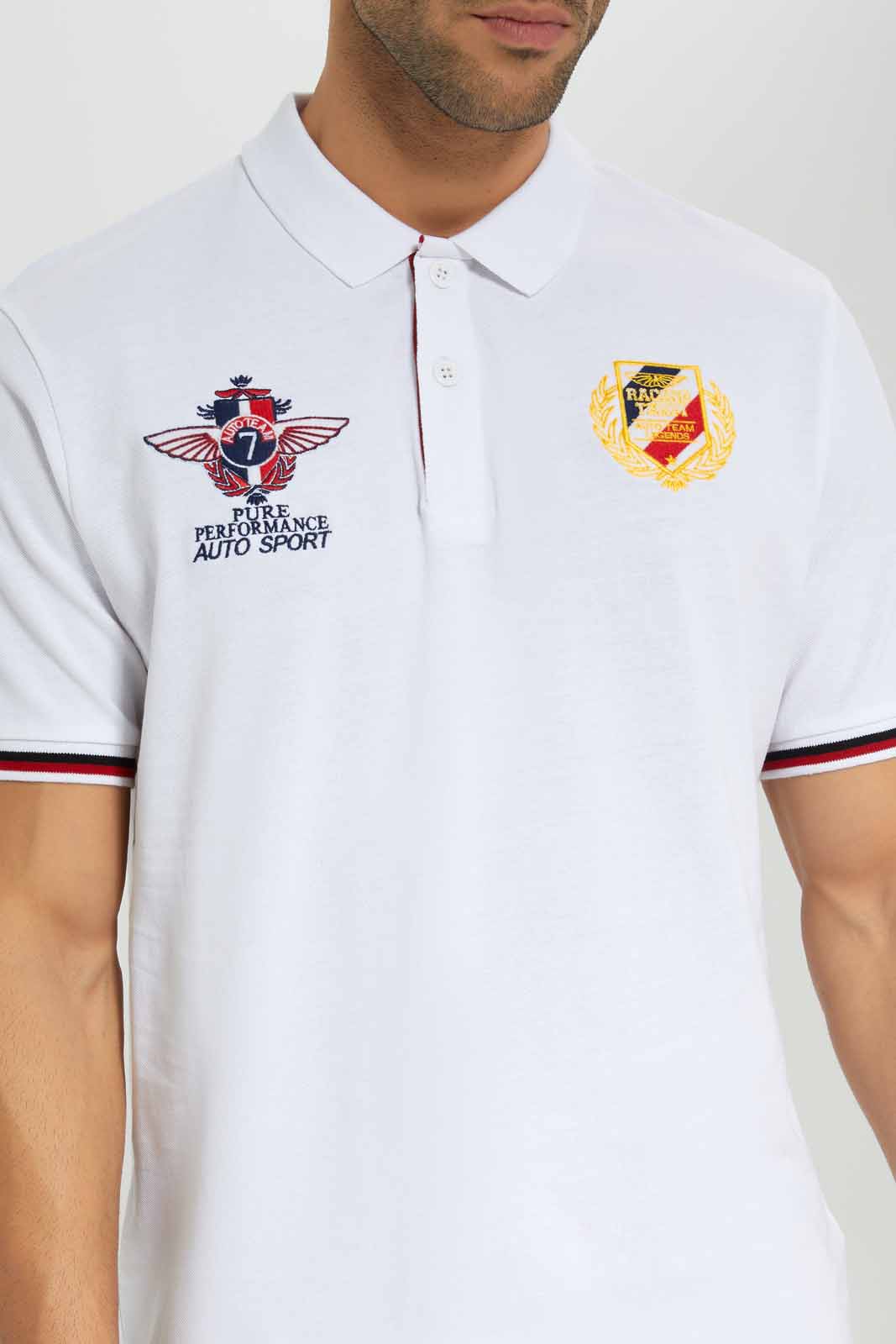 Men White Mandarin Collar Shirt
