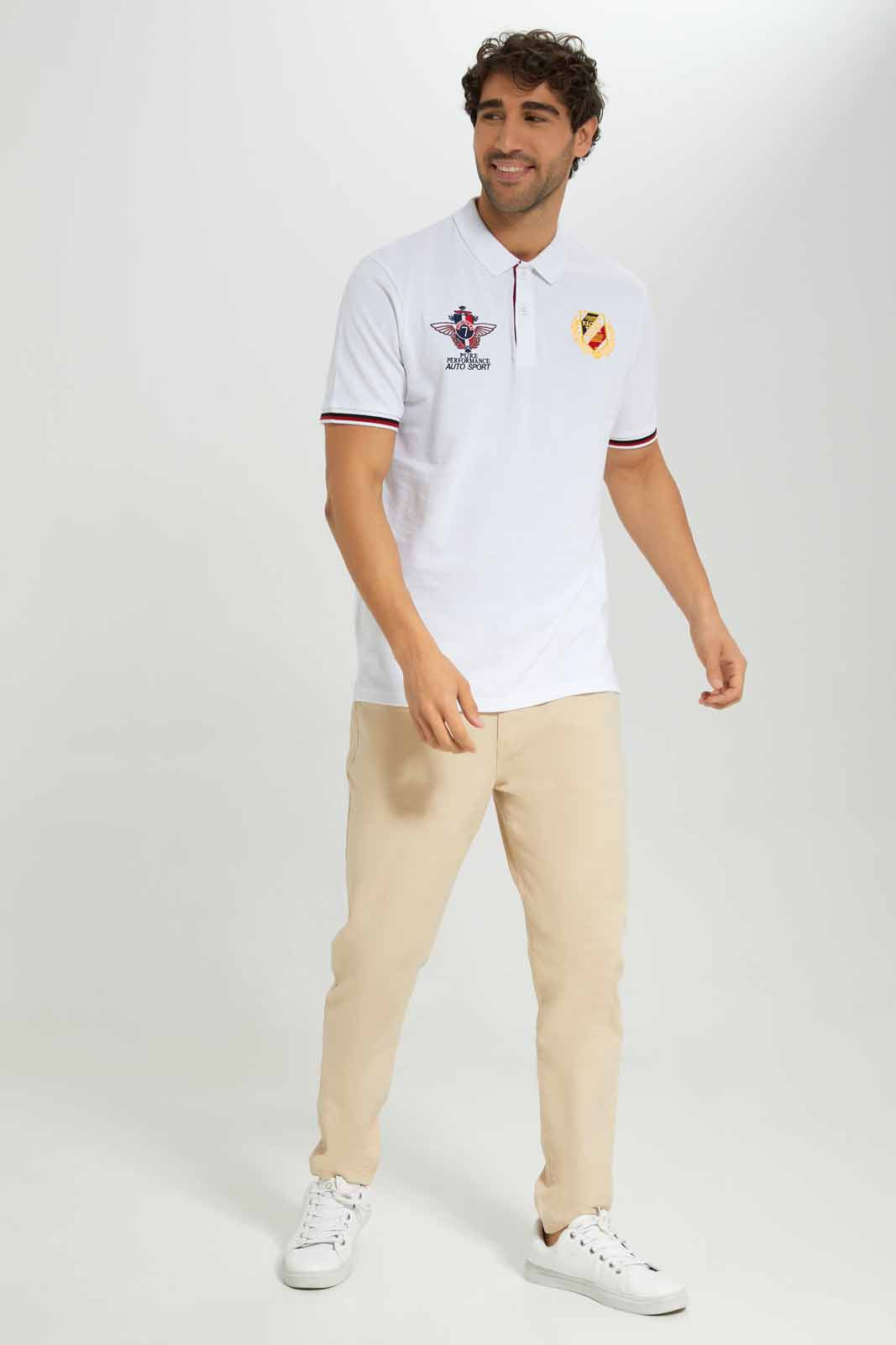 Men White Mandarin Collar Shirt