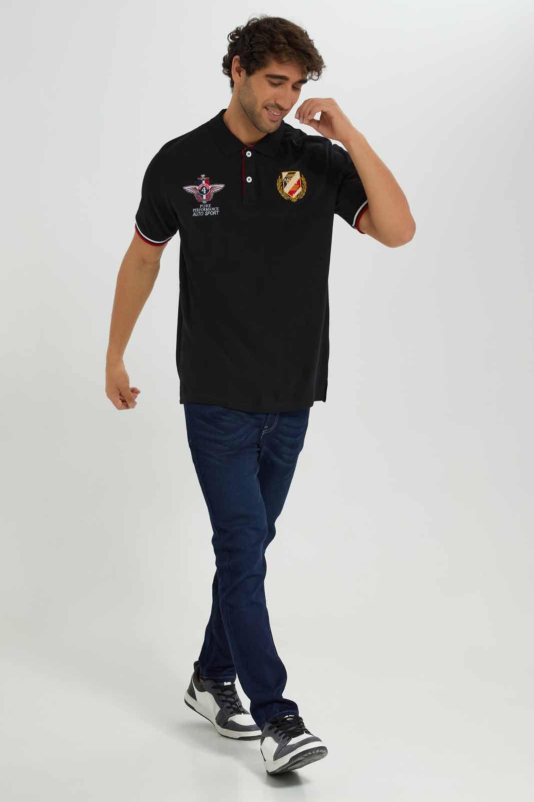 Redtag-Black-Embroidered-Polo-Shirt-Category:Polo-T-Shirts,-Colour:Black,-Deals:New-In,-Filter:Men's-Clothing,-Men-Polo-T-Shirts,-New-In-Men-APL,-Non-Sale,-Section:Men,-TBL,-W22B-Men's-