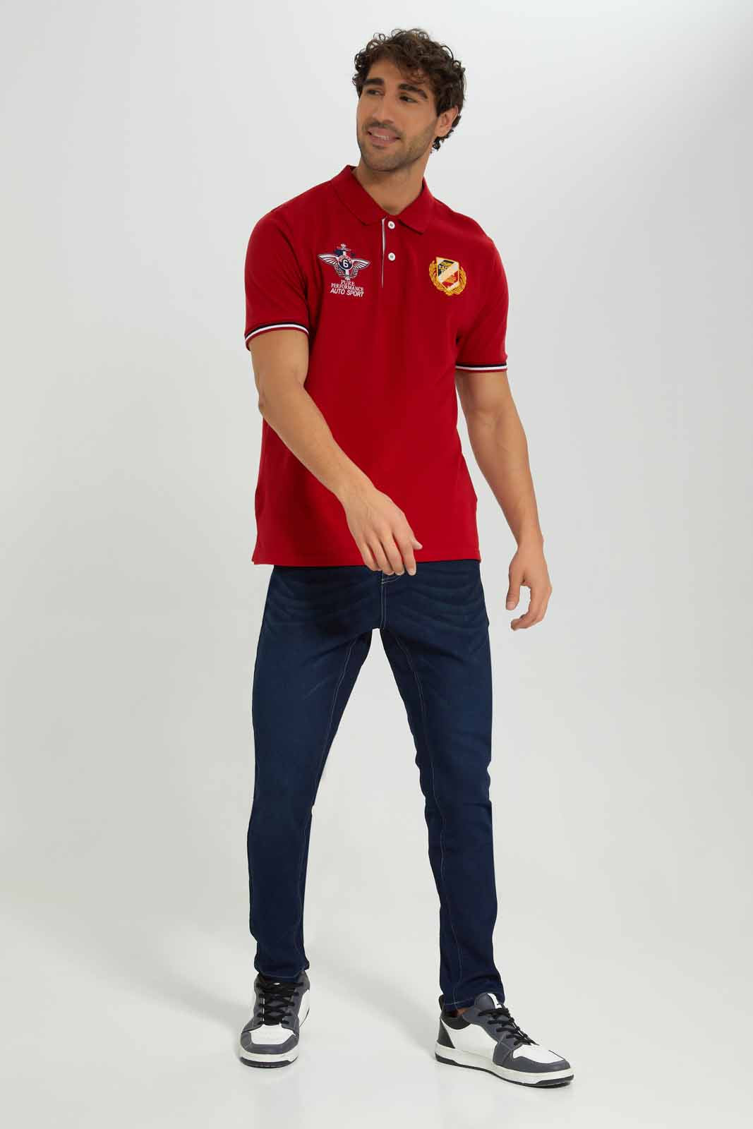 Redtag-Red-Embroidered-Polo-Shirt-Category:Polo-T-Shirts,-Colour:Red,-Deals:New-In,-Filter:Men's-Clothing,-Men-Polo-T-Shirts,-New-In-Men-APL,-Non-Sale,-Section:Men,-TBL,-W22B-Men's-