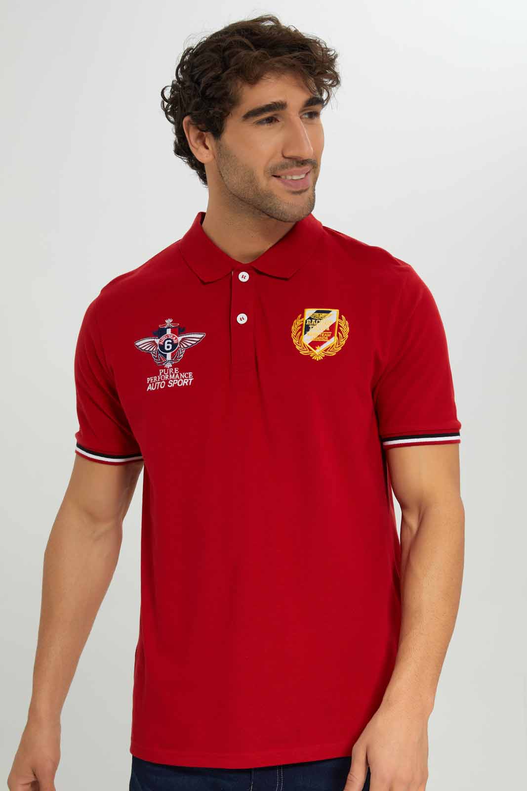 Redtag-Red-Embroidered-Polo-Shirt-Category:Polo-T-Shirts,-Colour:Red,-Deals:New-In,-Filter:Men's-Clothing,-Men-Polo-T-Shirts,-New-In-Men-APL,-Non-Sale,-Section:Men,-TBL,-W22B-Men's-