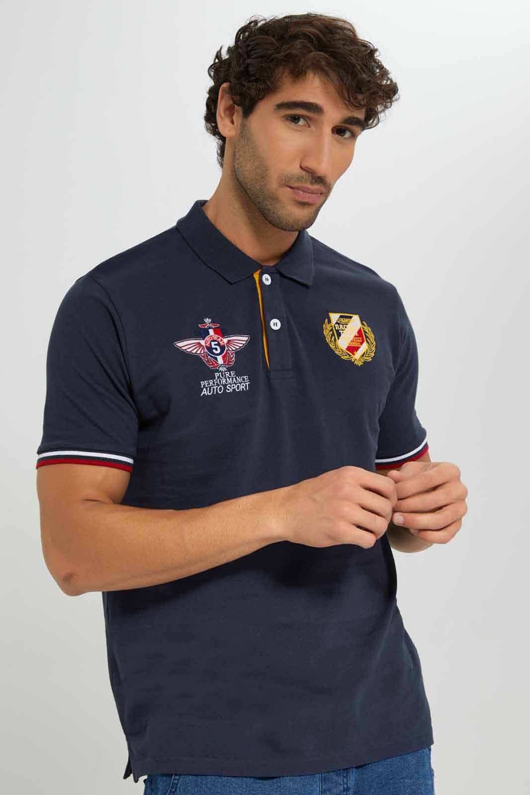 Redtag-Navy-Embroidered-Polo-Shirt-Category:Polo-T-Shirts,-Colour:Navy,-Deals:New-In,-Filter:Men's-Clothing,-Men-Polo-T-Shirts,-New-In-Men-APL,-Non-Sale,-Section:Men,-TBL,-W22B-Men's-