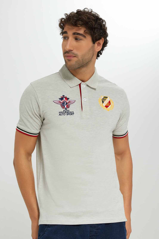 Redtag-Grey-Embroidered-Polo-Shirt-Category:Polo-T-Shirts,-Colour:Grey,-Deals:New-In,-Filter:Men's-Clothing,-Men-Polo-T-Shirts,-New-In-Men-APL,-Non-Sale,-Section:Men,-TBL,-W22B-Men's-