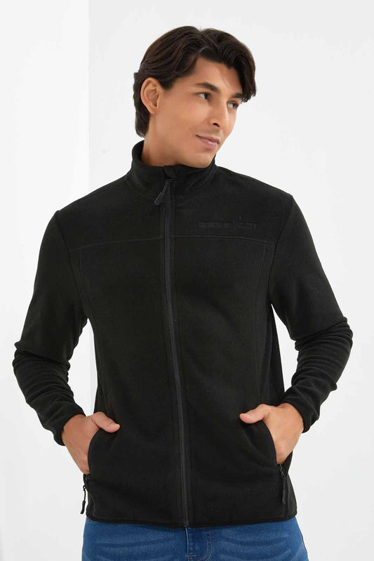 Redtag-Black-Zip-Thru-Sweatshirt-Category:Sweatshirts,-Colour:Black,-Deals:New-In,-Filter:Men's-Clothing,-Men-Sweatshirts,-New-In-Men-APL,-Non-Sale,-Section:Men,-TBL,-W22B-Men's-