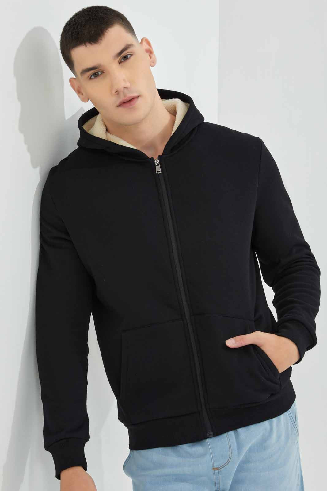 Redtag-Black-Sherpa-Hoody-Category:Sweatshirts,-Colour:Black,-Deals:New-In,-EHW,-Filter:Men's-Clothing,-Men-Sweatshirts,-New-In-Men-APL,-Non-Sale,-Section:Men,-W22B-Men's-