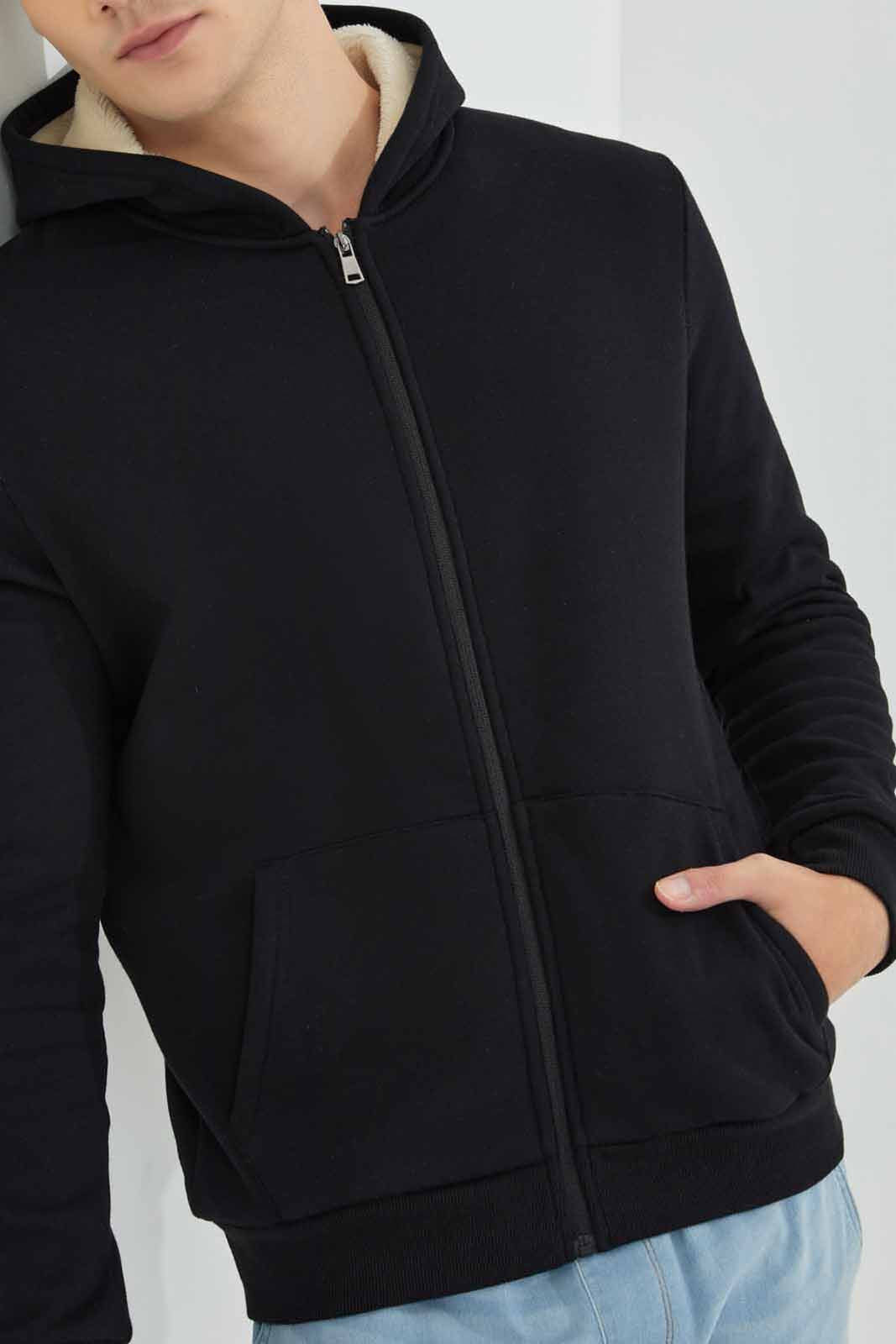 Redtag-Black-Sherpa-Hoody-Category:Sweatshirts,-Colour:Black,-Deals:New-In,-EHW,-Filter:Men's-Clothing,-Men-Sweatshirts,-New-In-Men-APL,-Non-Sale,-Section:Men,-W22B-Men's-