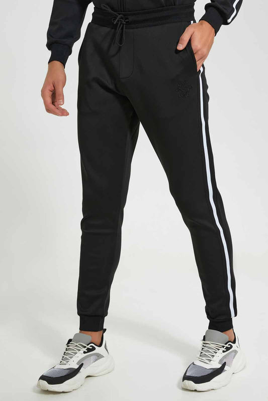 Redtag-Black-Track-Jogger-Category:Joggers,-Colour:Black,-Deals:New-In,-Filter:Men's-Clothing,-Men-Joggers,-New-In-Men-APL,-Non-Sale,-Section:Men,-W22B-Men's-