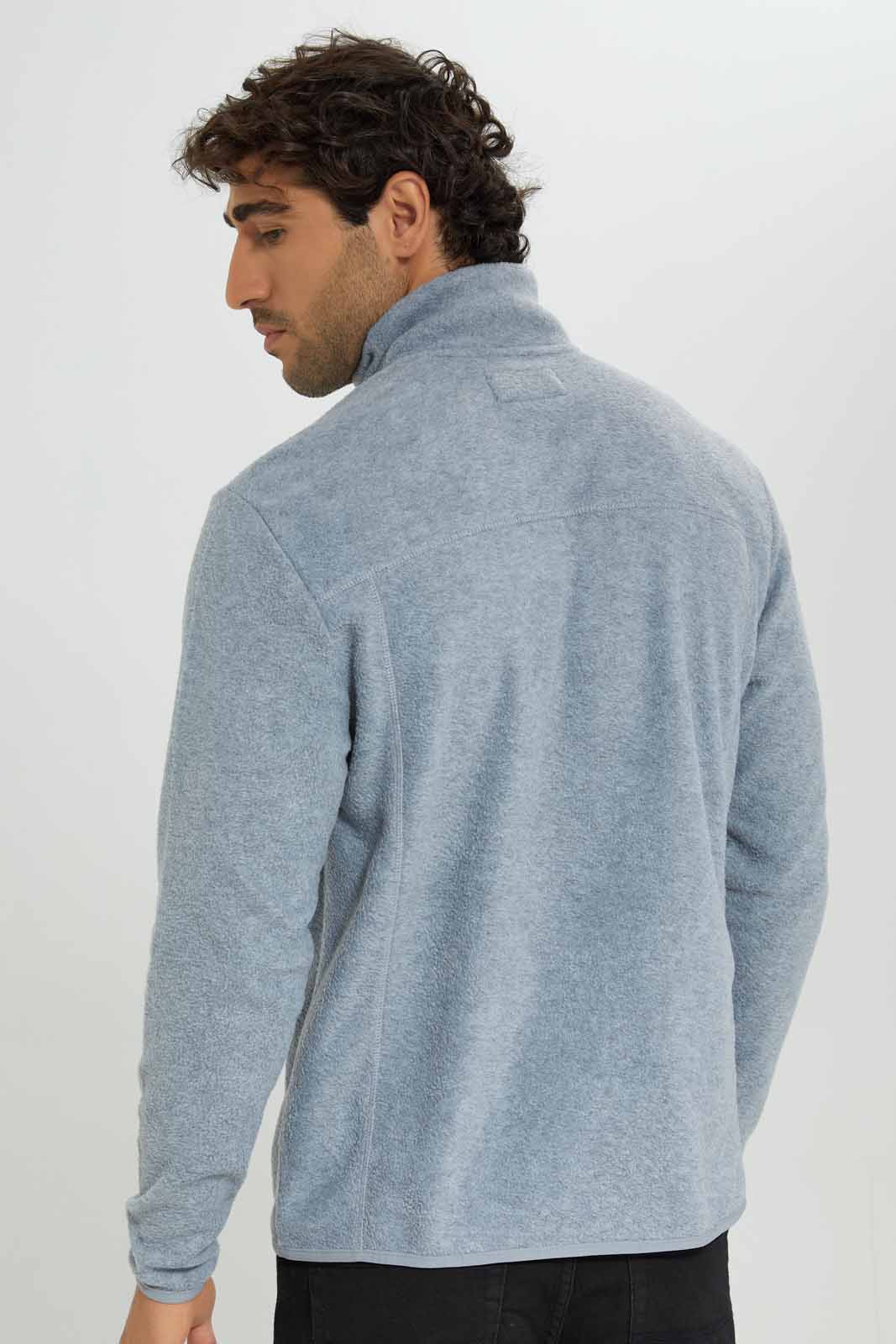 Men Grey Zip Thru Sweatshirt