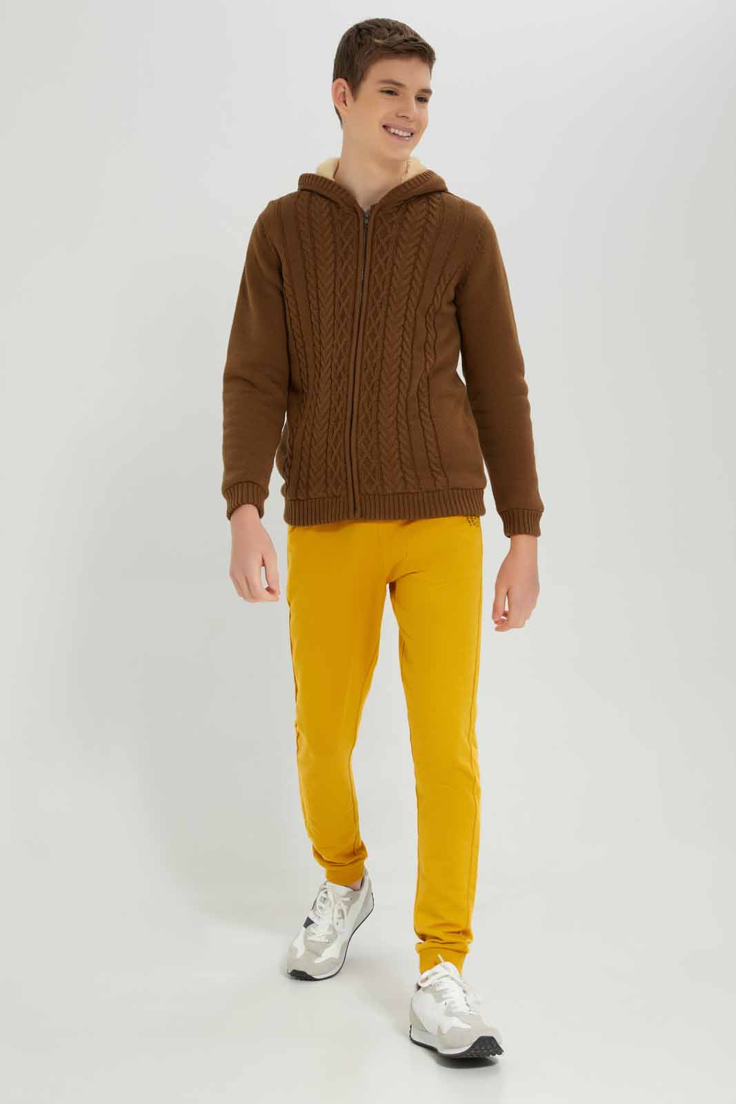 Redtag-Brown-EHW-Cable-Knit-Cardigan-BSR-Cardigans,-Category:Cardigans,-Colour:Brown,-Deals:New-In,-EHW,-Filter:Senior-Boys-(8-to-14-Yrs),-New-In-BSR-APL,-Non-Sale,-Section:Boys-(0-to-14Yrs),-W22B-Senior-Boys-9 to 14 Years