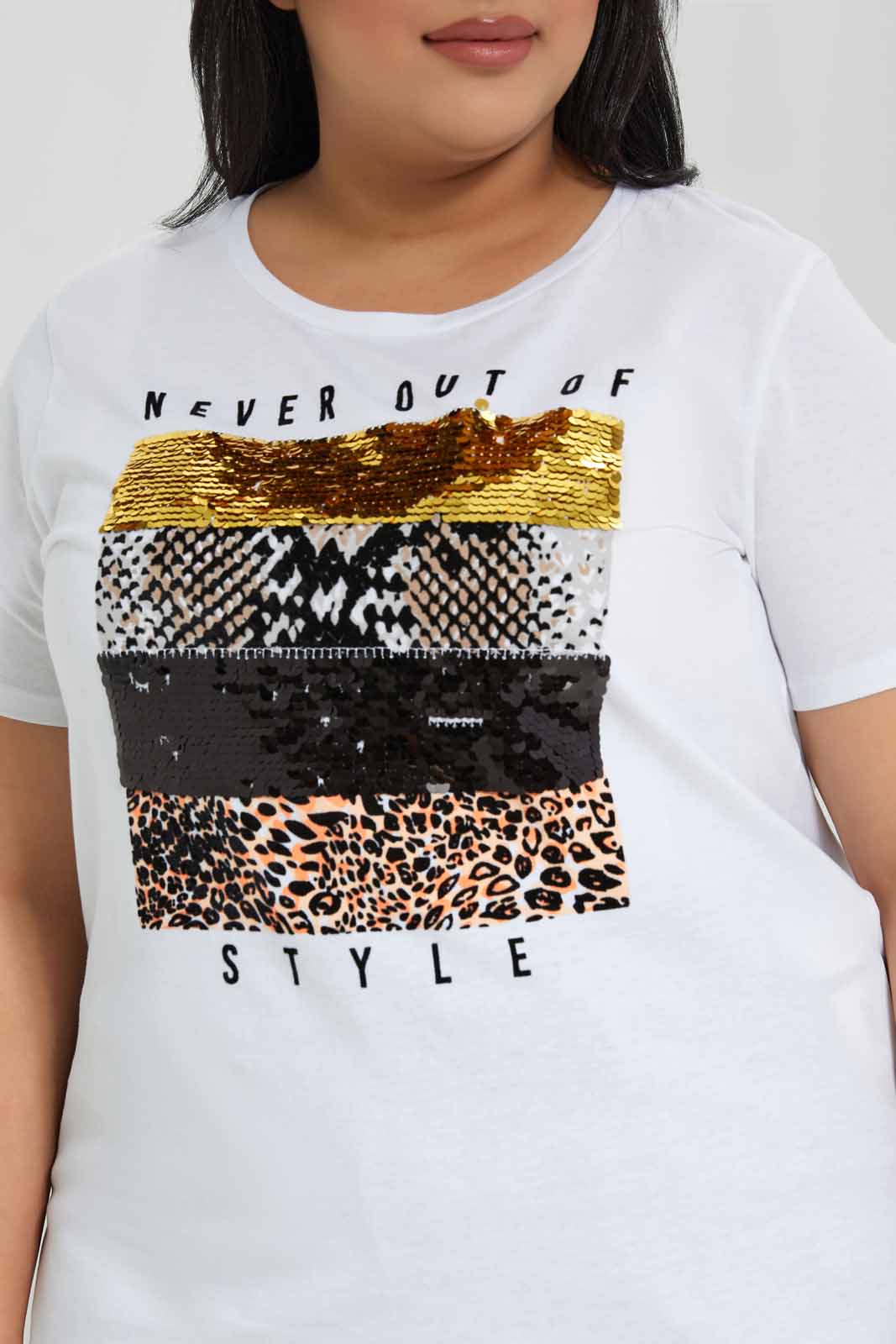 Redtag-White-Tshirt-Sequins-Category:T-Shirts,-Colour:White,-Deals:New-In,-Filter:Plus-Size,-LDP-T-Shirts,-New-In-LDP-APL,-Non-Sale,-Section:Women,-TBL,-W22A-Women's-