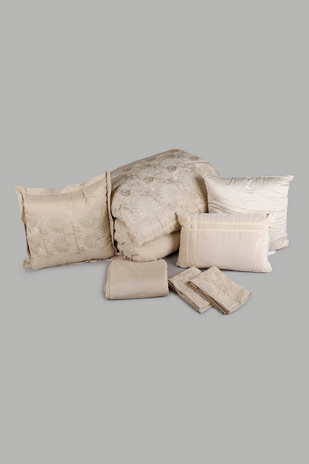 Redtag-Beige-7Pc-Embroidery-Comforter-Set-(King-Size)-Category:Comforters,-Colour:Beige,-Deals:New-In,-Filter:Home-Bedroom,-HMW-BED-Comforters,-New-In-HMW-BED,-Non-Sale,-Section:Homewares,-W22A-Home-Bedroom-