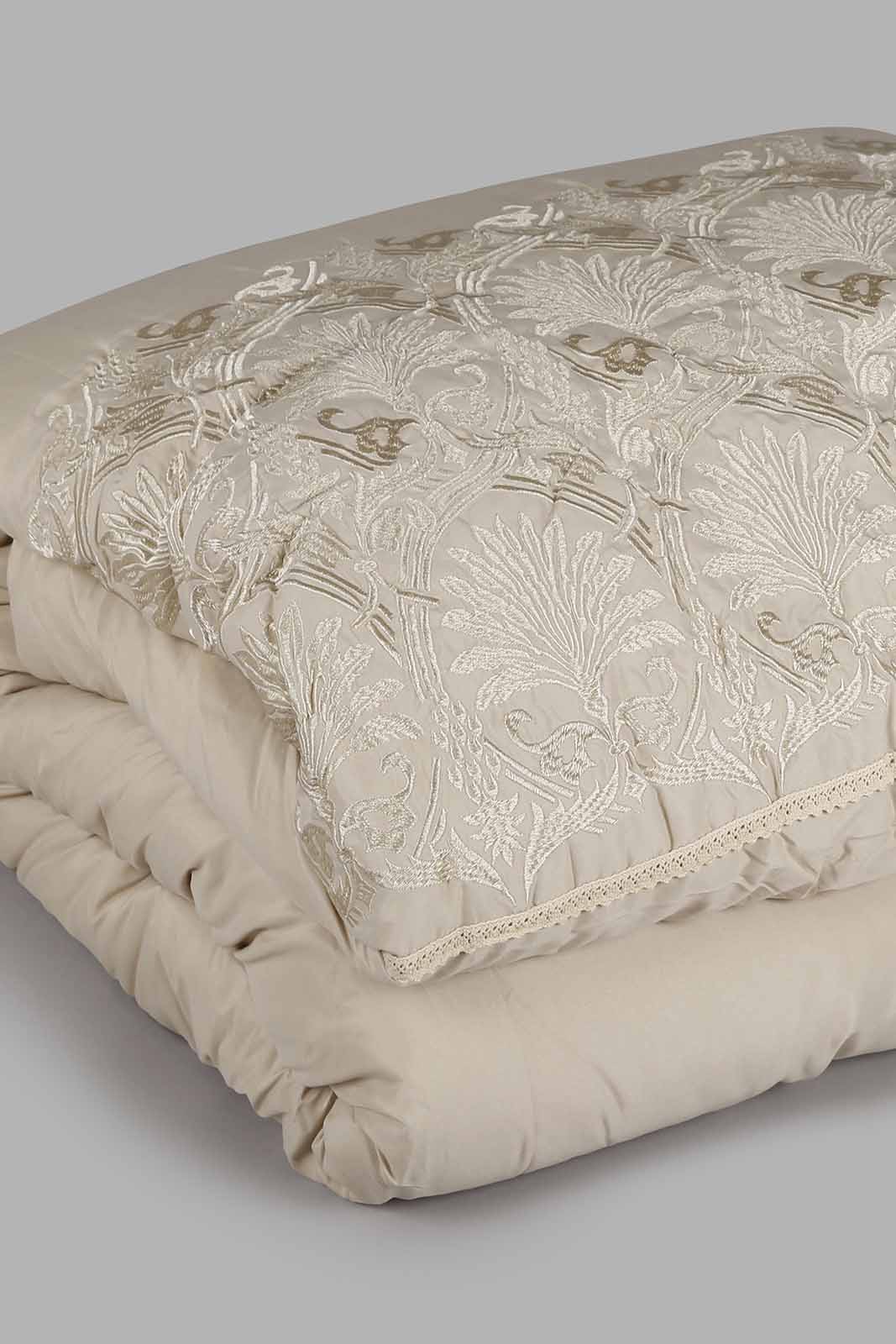 Redtag-Beige-7Pc-Embroidery-Comforter-Set-(King-Size)-Category:Comforters,-Colour:Beige,-Deals:New-In,-Filter:Home-Bedroom,-HMW-BED-Comforters,-New-In-HMW-BED,-Non-Sale,-Section:Homewares,-W22A-Home-Bedroom-