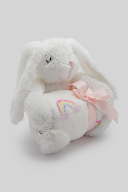 Redtag-Pink/White-Rabbit-2-Soft-Baby-Blanket-365,-Category:Newborn-Accessories,-Colour:Pink,-Filter:Newborn-Accessories,-NBN-Newborn-Accessories,-New-In,-New-In-NBN-ACC,-Non-Sale,-Section:Boys-(0-to-14Yrs)-New-Born-Baby-