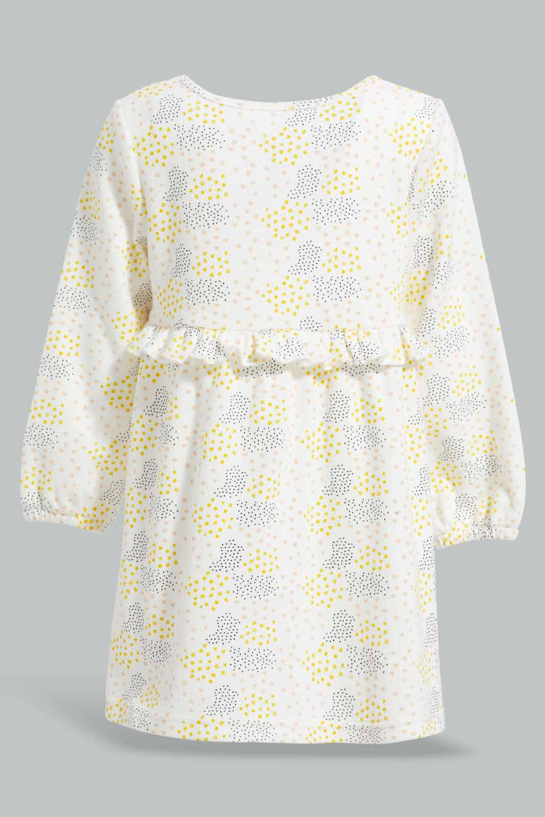Redtag-Ivory-AOP-Textured-Fabric-Dress-Category:Dresses,-Colour:Ivory,-Deals:New-In,-Filter:Infant-Girls-(3-to-24-Mths),-ING-Dresses,-New-In-ING-APL,-Non-Sale,-Section:Girls-(0-to-14Yrs),-W22A-Infant-Girls-3 to 24 Months