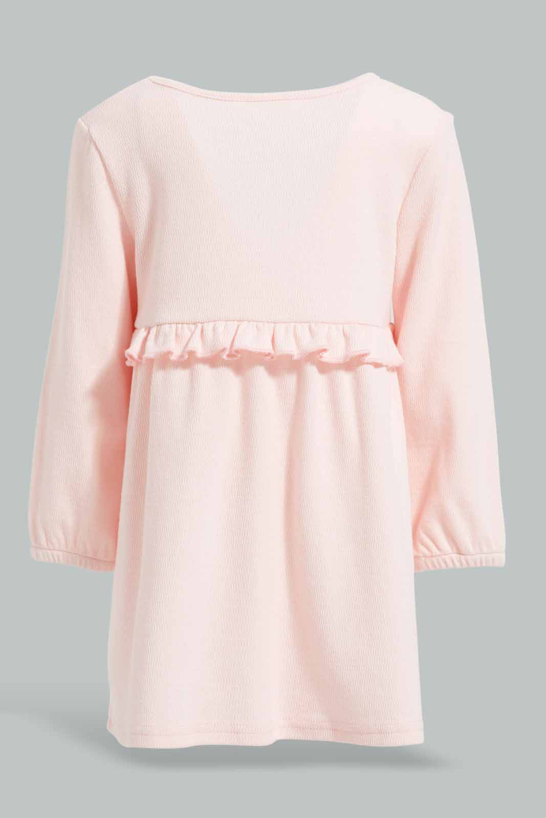 Redtag-Pink-Solid-Textured-Fabric-Dress-Category:Dresses,-Colour:Apricot,-Deals:New-In,-Filter:Infant-Girls-(3-to-24-Mths),-ING-Dresses,-New-In-ING-APL,-Non-Sale,-Section:Girls-(0-to-14Yrs),-W22A-Infant-Girls-3 to 24 Months