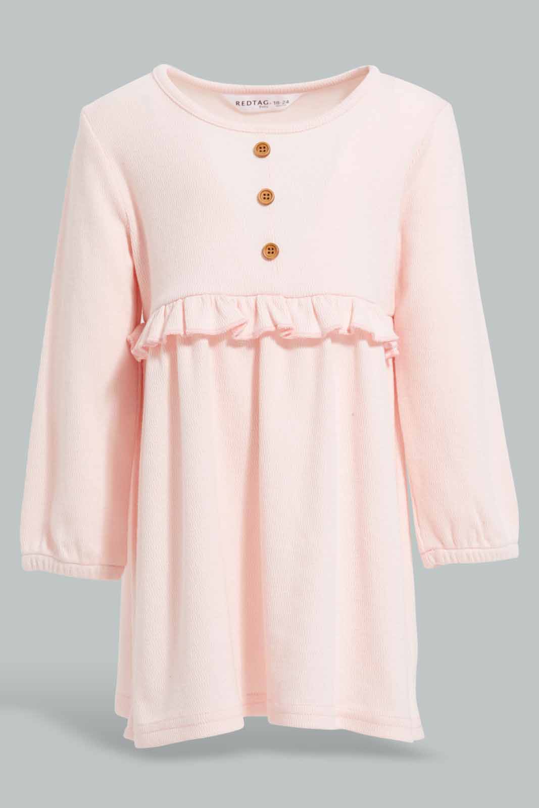 Redtag-Pink-Solid-Textured-Fabric-Dress-Category:Dresses,-Colour:Apricot,-Deals:New-In,-Filter:Infant-Girls-(3-to-24-Mths),-ING-Dresses,-New-In-ING-APL,-Non-Sale,-Section:Girls-(0-to-14Yrs),-W22A-Infant-Girls-3 to 24 Months