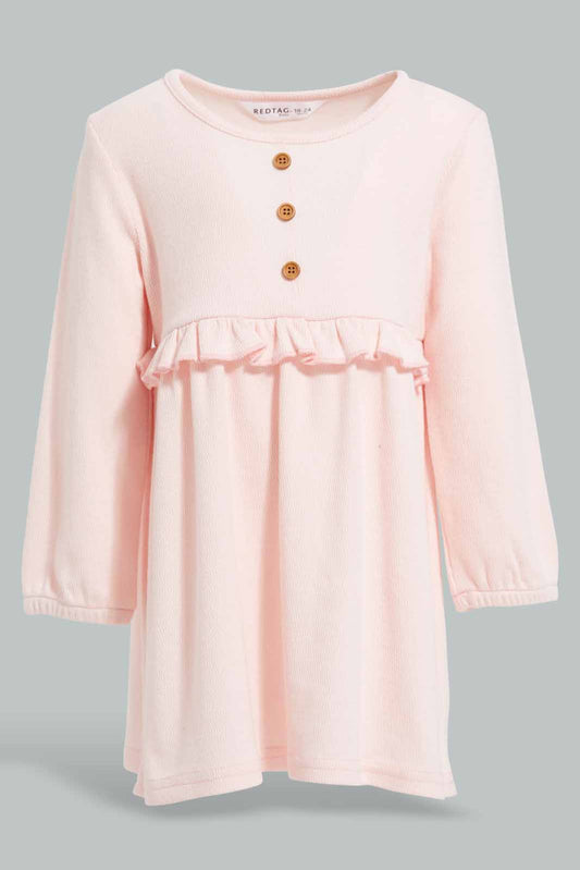 Redtag-Pink-Solid-Textured-Fabric-Dress-Category:Dresses,-Colour:Apricot,-Deals:New-In,-Filter:Infant-Girls-(3-to-24-Mths),-ING-Dresses,-New-In-ING-APL,-Non-Sale,-Section:Girls-(0-to-14Yrs),-W22A-Infant-Girls-3 to 24 Months