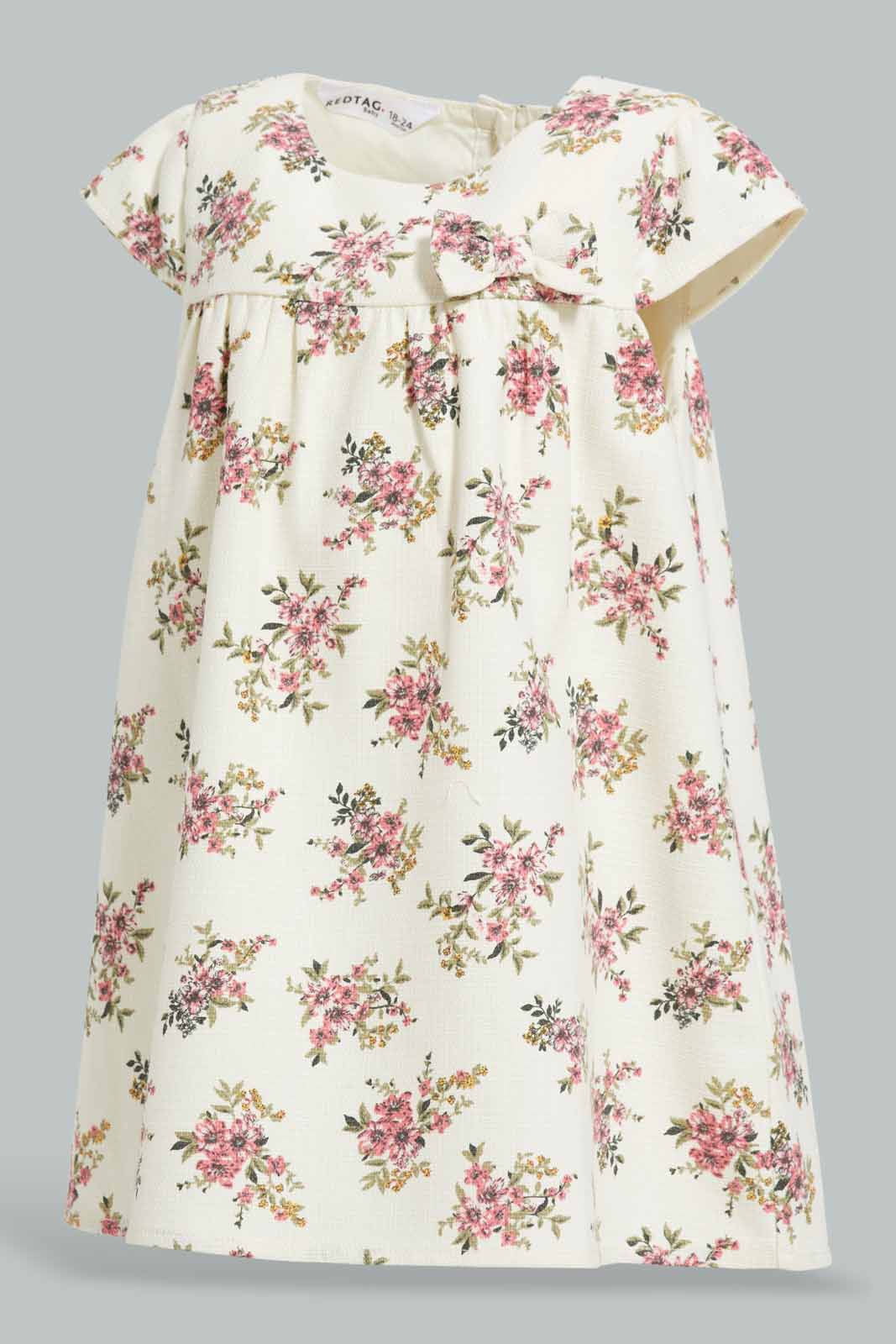 Redtag-Ivory-Floral-AOP-Dress-Category:Dresses,-Colour:Ivory,-Deals:New-In,-Filter:Infant-Girls-(3-to-24-Mths),-ING-Dresses,-New-In-ING-APL,-Non-Sale,-Section:Girls-(0-to-14Yrs),-W22A-Infant-Girls-3 to 24 Months