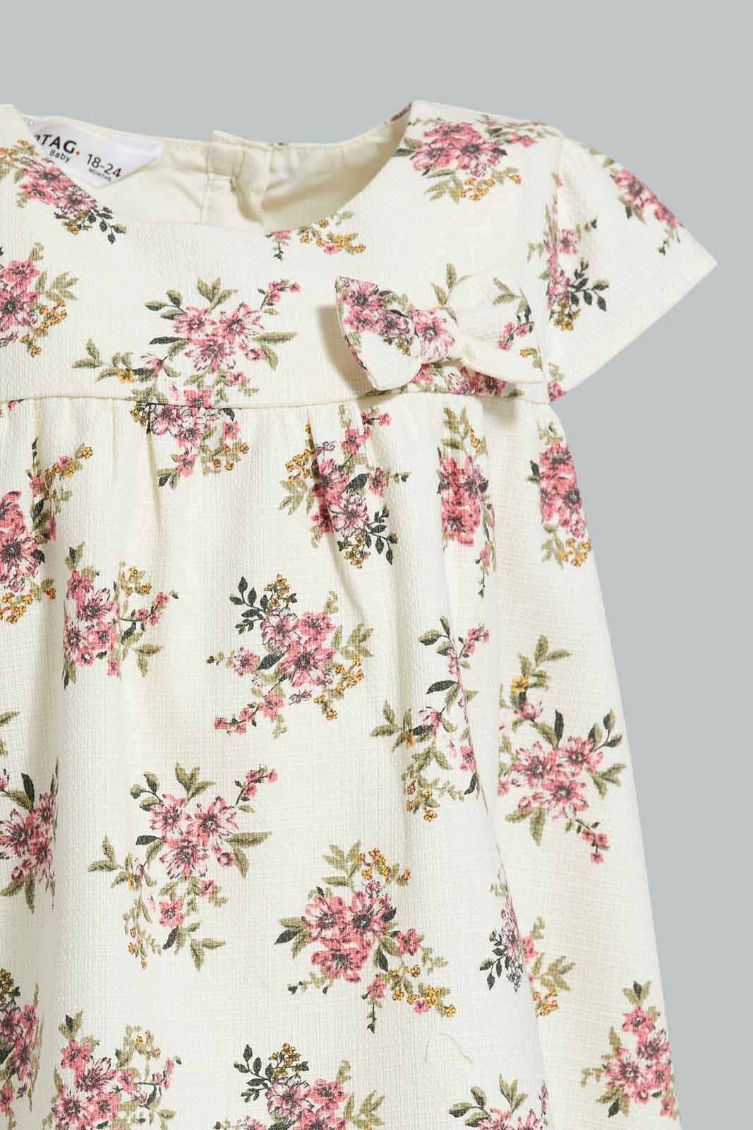 Redtag-Ivory-Floral-AOP-Dress-Category:Dresses,-Colour:Ivory,-Deals:New-In,-Filter:Infant-Girls-(3-to-24-Mths),-ING-Dresses,-New-In-ING-APL,-Non-Sale,-Section:Girls-(0-to-14Yrs),-W22A-Infant-Girls-3 to 24 Months