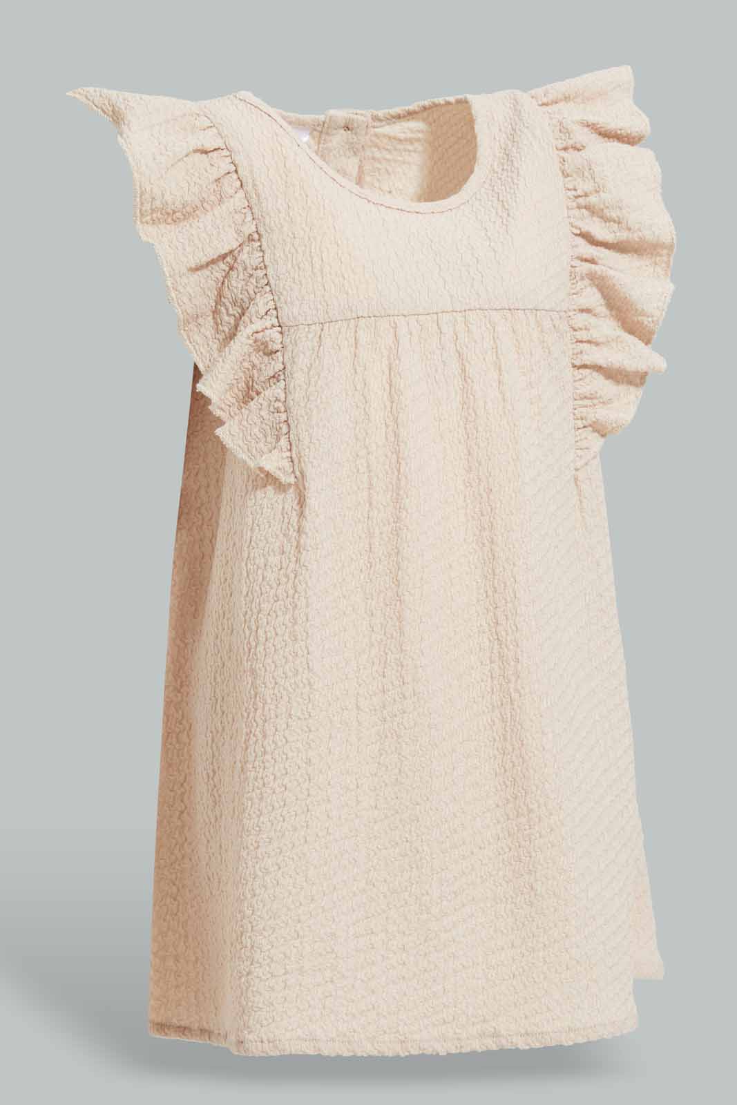 Redtag-Beige-Solid-Textured-Fabric-Dress-Category:Dresses,-Colour:Beige,-Deals:New-In,-Filter:Infant-Girls-(3-to-24-Mths),-ING-Dresses,-New-In-ING-APL,-Non-Sale,-Section:Girls-(0-to-14Yrs),-W22A-Infant-Girls-3 to 24 Months