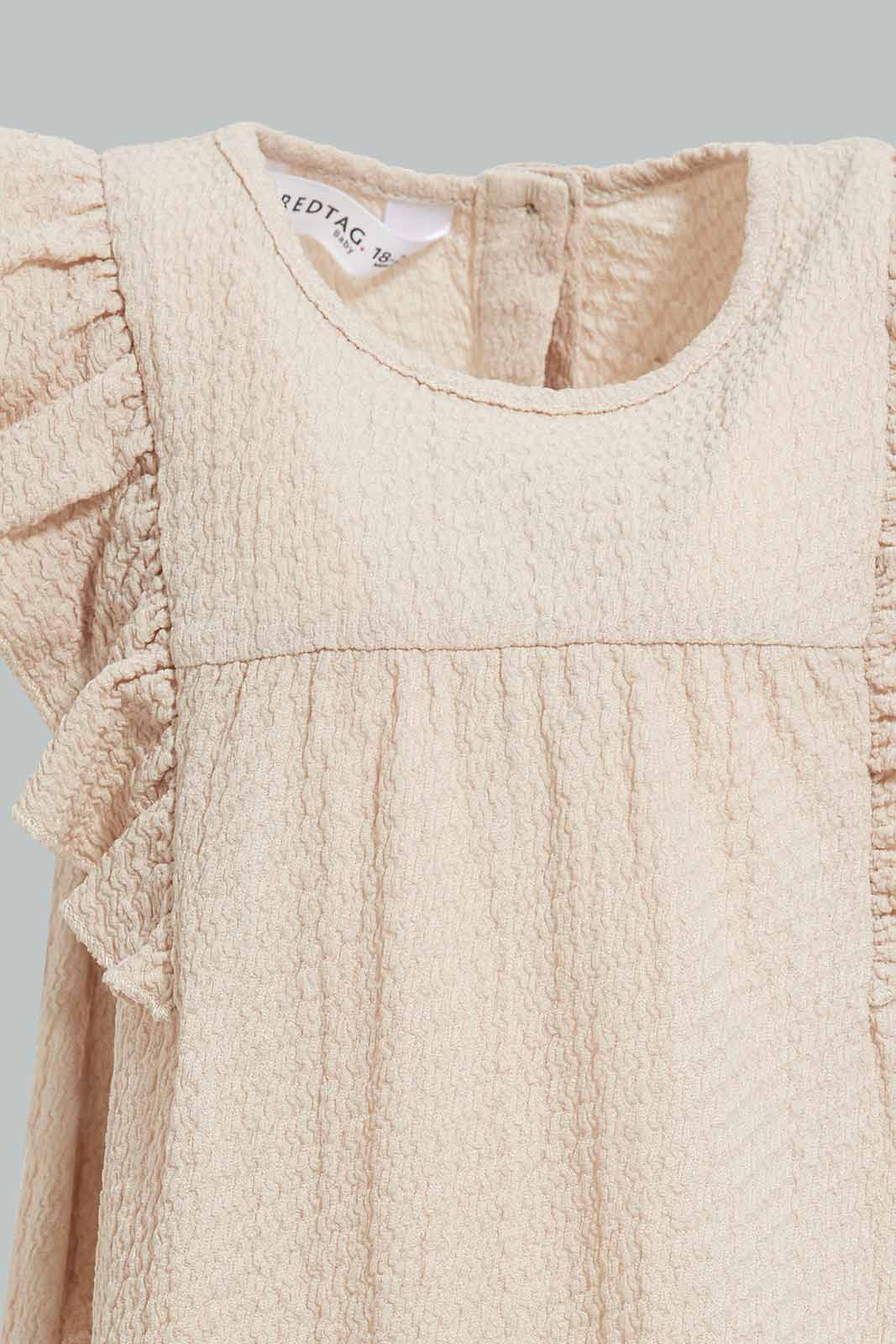 Redtag-Beige-Solid-Textured-Fabric-Dress-Category:Dresses,-Colour:Beige,-Deals:New-In,-Filter:Infant-Girls-(3-to-24-Mths),-ING-Dresses,-New-In-ING-APL,-Non-Sale,-Section:Girls-(0-to-14Yrs),-W22A-Infant-Girls-3 to 24 Months
