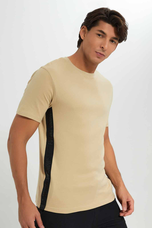 Redtag-Beige-Tee-Category:T-Shirts,-Colour:Beige,-Deals:New-In,-Filter:Men's-Clothing,-KSH,-Men-T-Shirts,-New-In-Men-APL,-Non-Sale,-Section:Men,-W22A-Men's-