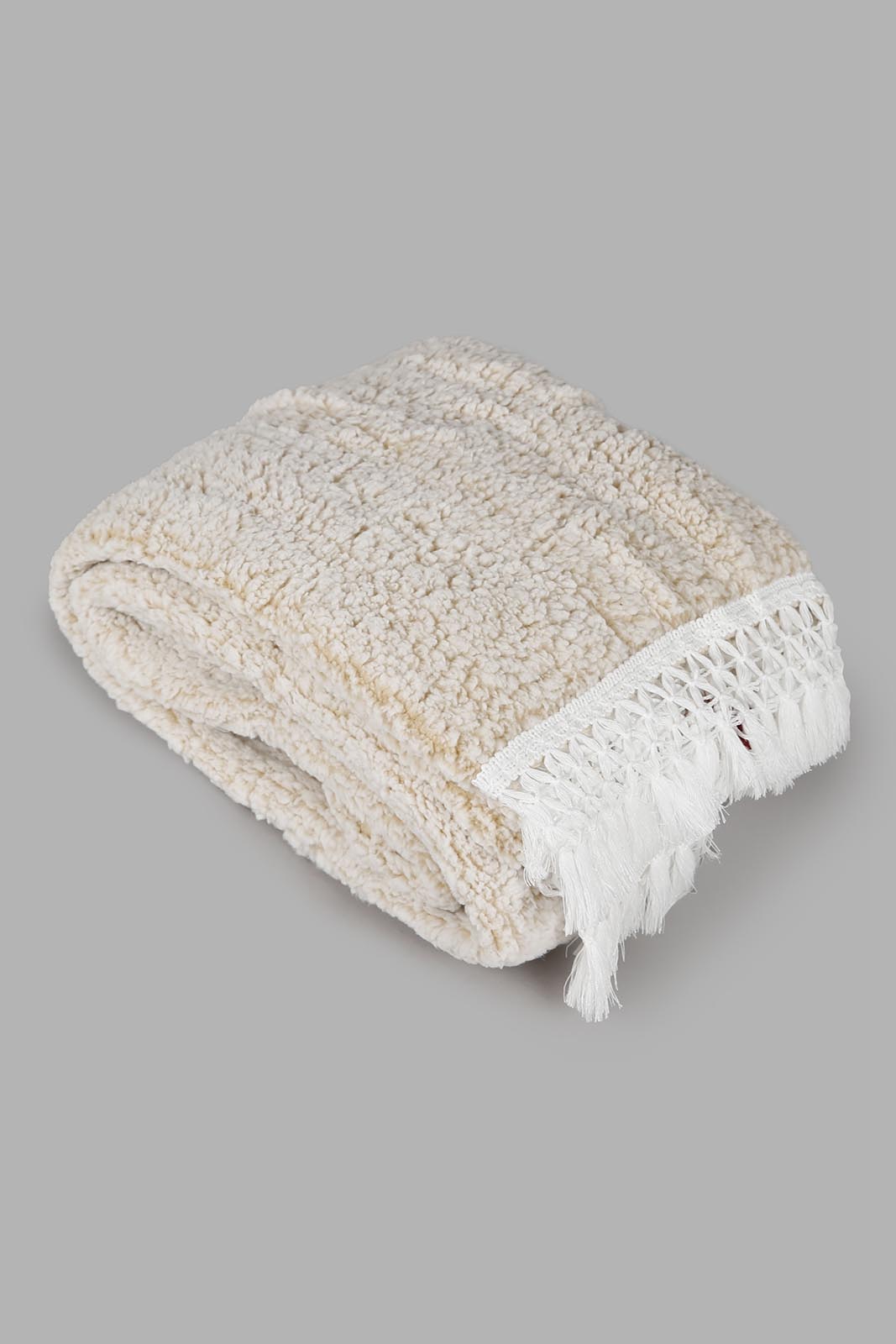 Redtag-Ivory-Fur-Sherpa-Throw-With-Lace-Fringe-Category:Throws,-Colour:Ivory,-Deals:New-In,-Filter:Home-Bedroom,-HMW-BED-Throws,-New-In-HMW-BED,-Non-Sale,-Section:Homewares,-W22A-Home-Bedroom-