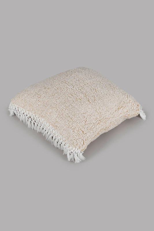 Redtag-Ivory-Fur-Cushion-With-Lace-Category:Cushions,-Colour:Ivory,-Deals:New-In,-Filter:Home-Bedroom,-HMW-BED-Cushions,-New-In-HMW-BED,-Non-Sale,-Section:Homewares,-W22A-Home-Bedroom-