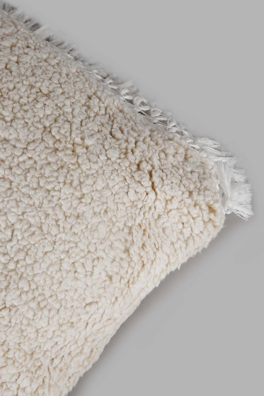 Redtag-Ivory-Fur-Cushion-With-Lace-Category:Cushions,-Colour:Ivory,-Deals:New-In,-Filter:Home-Bedroom,-HMW-BED-Cushions,-New-In-HMW-BED,-Non-Sale,-Section:Homewares,-W22A-Home-Bedroom-